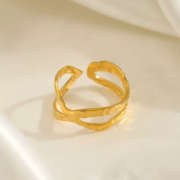 European and American fashion personality simple line cross stainless steel ring INS style popular opening section titanium steel ring