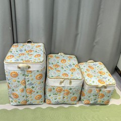 厚みのあるキャンバス収納ボックス、ダブルジッパー、スチールリング付き衣類収納ボックス、防湿家庭用ワードローブ、防湿収納ボックス