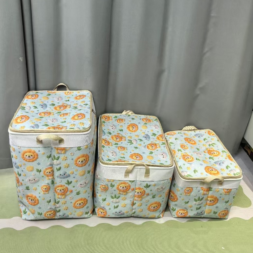 Thickened canvas storage box double zipper with steel ring clothing…