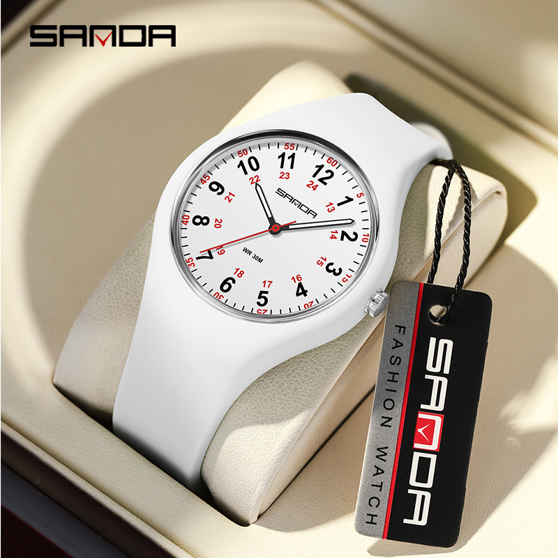 SANDA reloj femenino temperamento minimalista estudiantes de primaria luz nocturna impermeable silicona reloj de cuarzo reloj de comercio electrónico reloj en línea