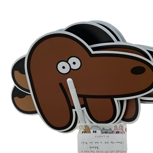 ins新款韩国网红帕恰狗扇子可爱卡通迷你宠物随身小扇子带柄折扇