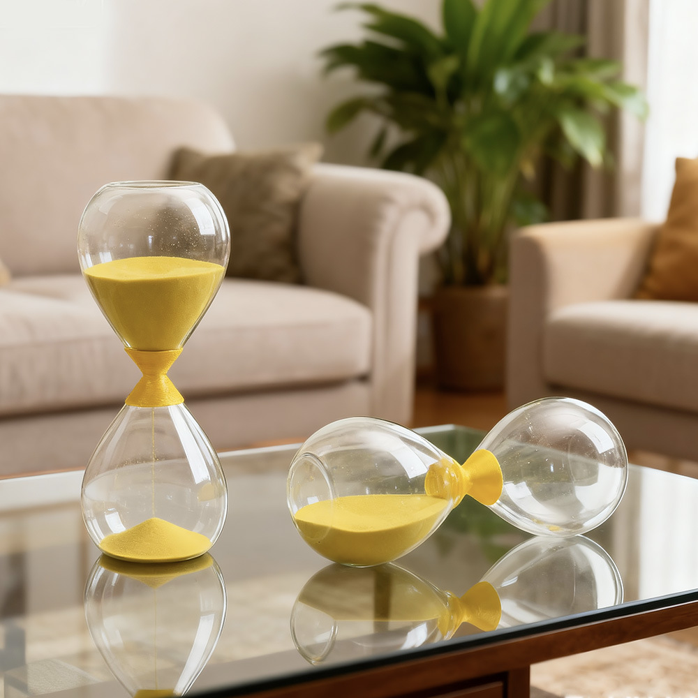Nórdico hogar oro vidrio reloj de arena temporizador 15 30 minutos adornos creativos estilo moderno adornos de moda