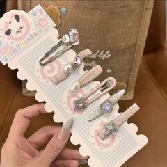 ピンクの銀河ファイングリッタースイートラブヘアピンサイドクリップスタイルハイエンド前髪クリップヘアピンヘアアクセサリー女性用