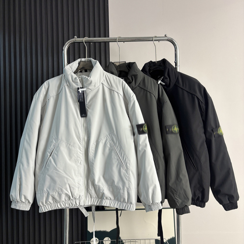 Cross-Border Stone Basic Style Stand-Collar Cotton Jacket Winter Thickened Warm Loose Solid Color Casual Cotton Coat