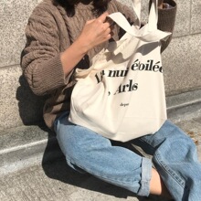 518390帆布袋tout手提厚款ins博主推荐涂鸦单肩包手提收纳帆布上