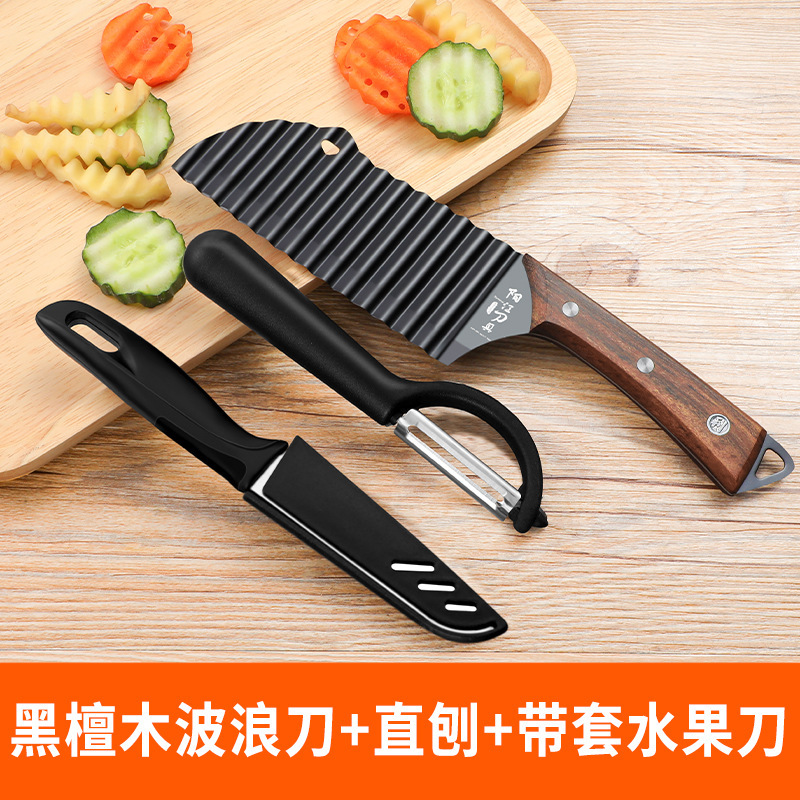 Regalos al por mayor cuchillo de dientes de lobo casero cuchillo de patata cuchillo de corte de patata cuchillo de onda cuchillo de corte de moda patrón de onda una cosa