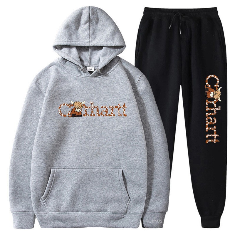 Aliexpress Trendy Brand Carhartt Letter Sweatshirt Cross-Border Amazon Men's and Women's Velvet Hoodie Suit Wholesale