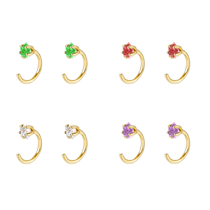 Inlaid Colorful Zircon Earrings Classic Geometric Ear Buckle Personality Wild Earrings display picture 1