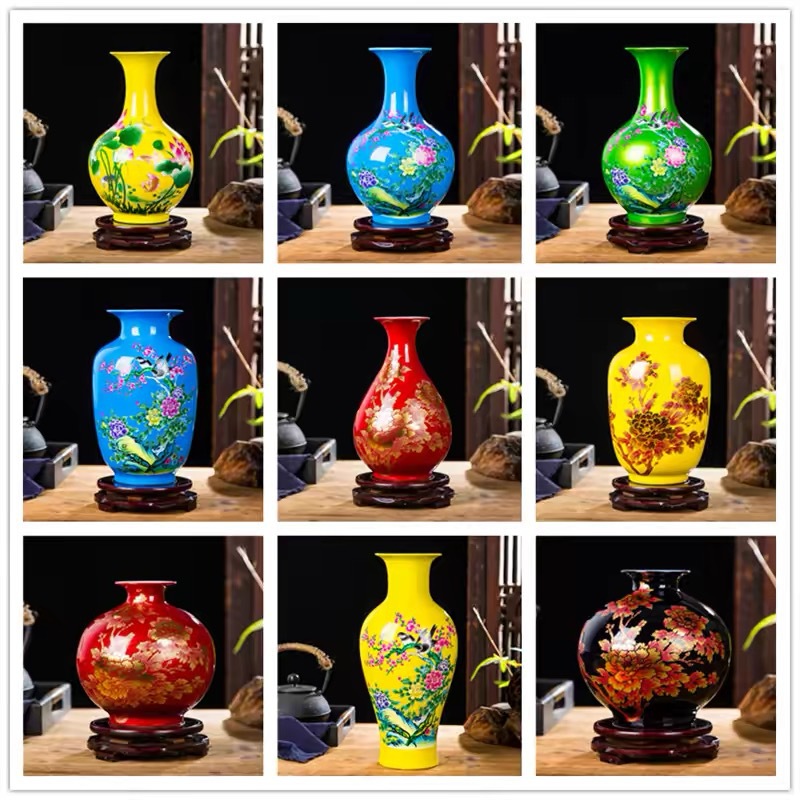 景德镇陶瓷器水晶釉花瓶插花现代简约家居客厅装饰花瓶工艺品摆件
