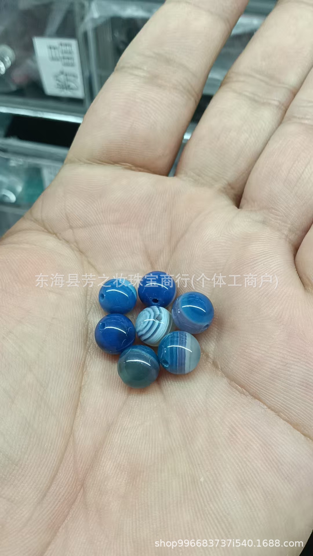 天然シルクブルーストライプ羊目瑪瑙男性と女性のブレスレットネックレス DIY クリスタルビーズ卸売