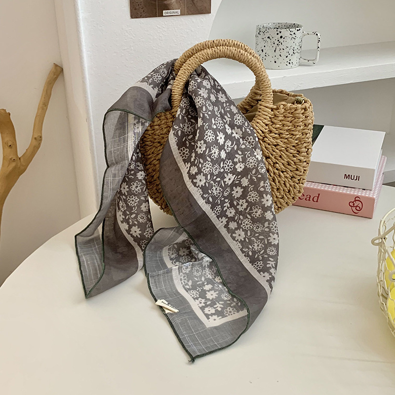 Cintas para el cabello, nueva impresión de letras coreanas, bufandas de seda, decoración profesional para mujeres, bufandas con bufandas cuadradas