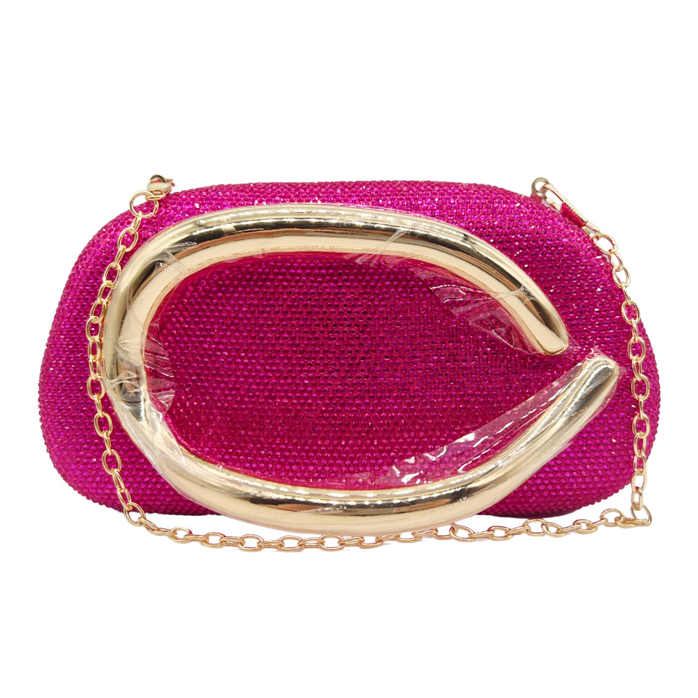 Túi clutch nữ đính đá dạ hội – túi cầm tay đeo chéo dự tiệc cưới — Màu vàng, Màu sâm panh, Màu bạc, Màu xám chi tiết 2