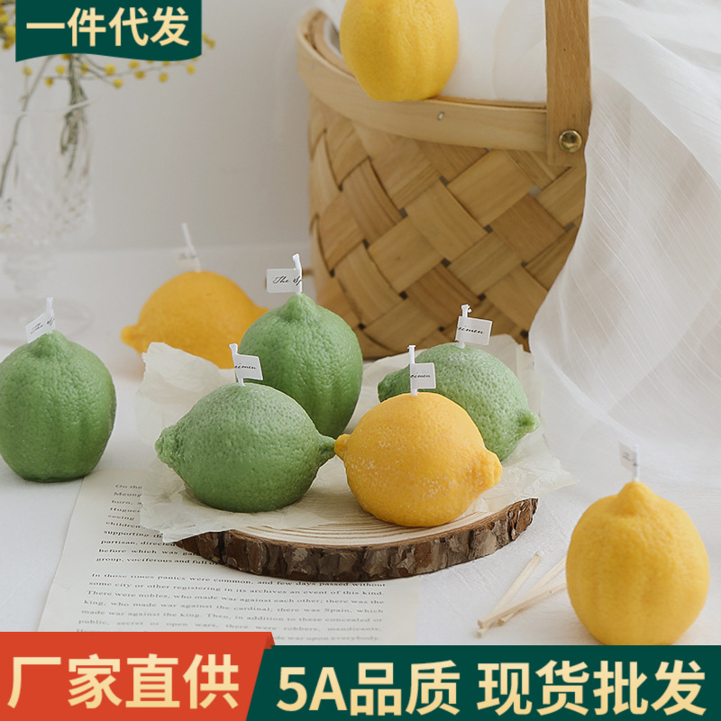 INS decoración aromaterapia regalo limón vela al por mayor bricolaje fragancia Regalo de Cumpleaños simulación fruta vela