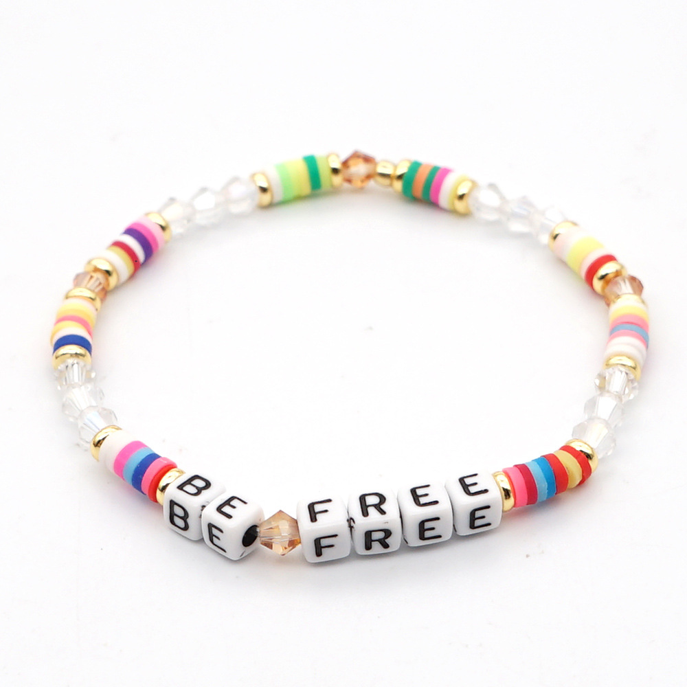 Bracelet En Cristal Simple Lettre Arc-en-ciel Bohême display picture 3