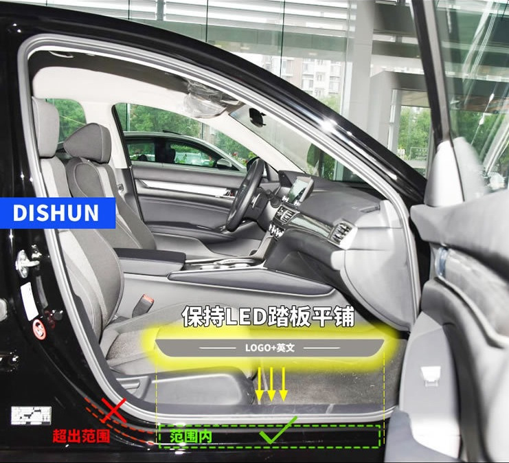 Car Door Welcome Pedal with Lighted Threshold Strip, No Wiring Required, Car Ambient Lighting, Interior Modification Led Flowing Breathing Light