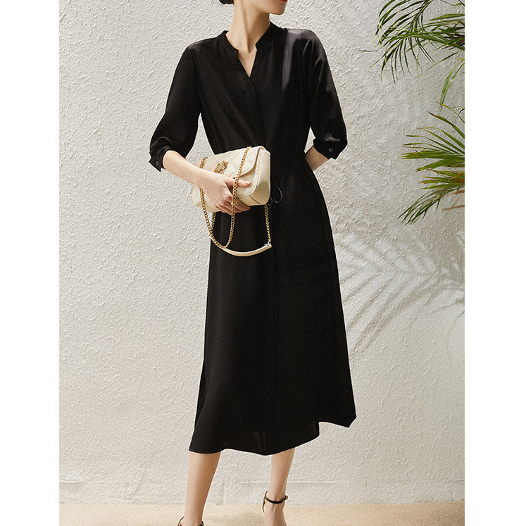23mm Stretch Heavy Crepe Mulberry Silk Dress 2026 Summer New Women's Fashion Silk High-Waisted Slimming Shirt Dress 23mm Stretch Heavy Crepe Mulberry Silk Dress 2026 Summer New Women's Fashion Silk High-Waisted Slimming Shirt Dress