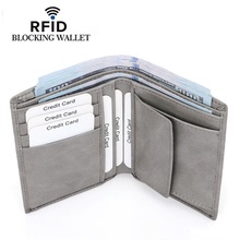 工厂直销跨境男士真皮钱包批发RFID竖款多卡位零钱袋钱夹一件代发