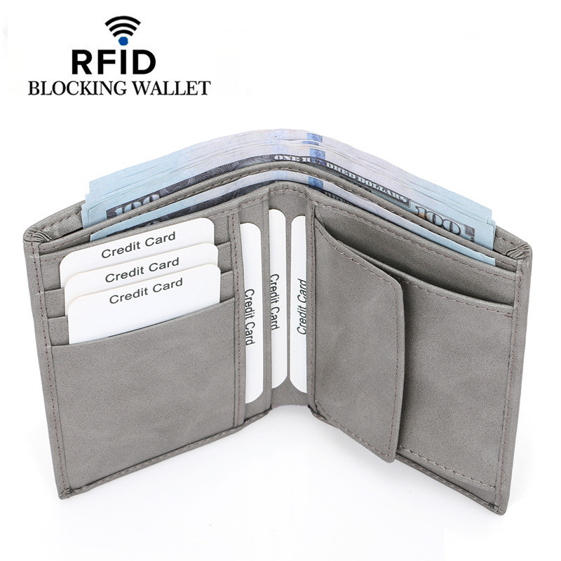 Factory Direct Sales Cross-Border Men's Genuine Leather Wallet Wholesale Rfid Vertical Multi-Card Slot Coin Bag Wallet Drop Shipping