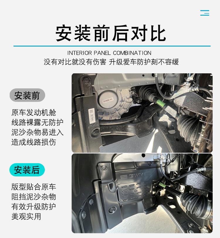 Haval Raptor V7 Big Dog Xiaolong Left Front Wheel Engine Compartment Liner Mudguard Upgraded Second-Generation Heat Dissipation Protection Modification Parts