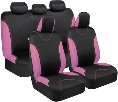 4-piece set 2mm sponge polyester: Universal seat cover - pink-five-seat-9-piece-set