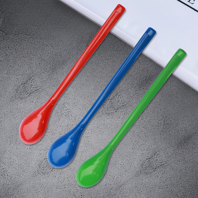 Colourful Plastic Childrens Spoons Long Handled Kitchen Scoops_voghion.com