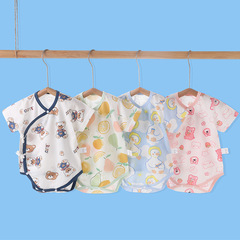 嬰兒連體衣夏季純棉新生男女衣服薄款短袖夏裝包屁衣寶寶三角哈衣