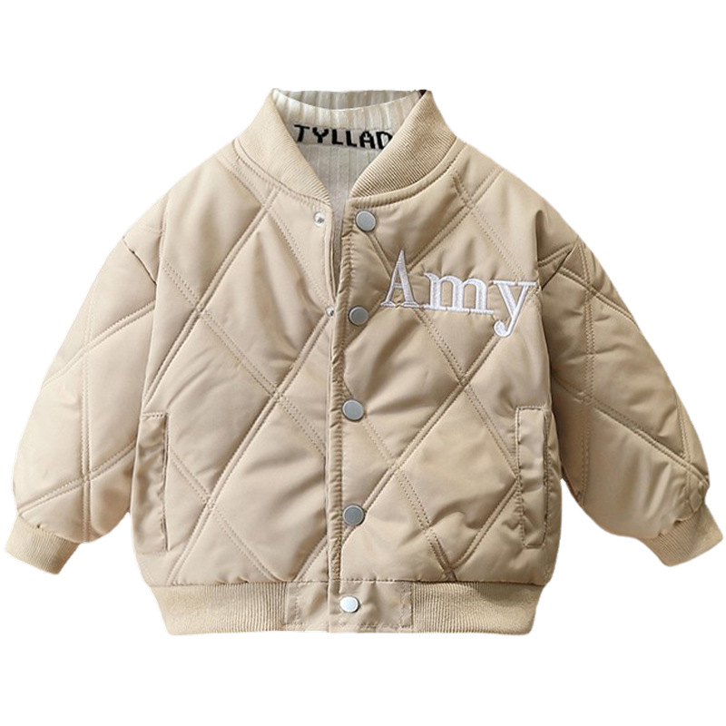 6472 niños más uniforme de béisbol de terciopelo otoño e invierno 2025 nuevos niños más chaqueta de algodón gruesa de terciopelo ropa de invierno cálida