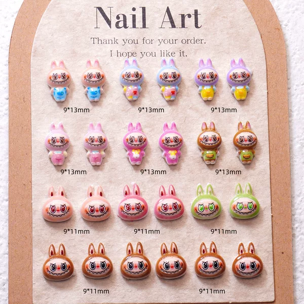 Trendy Popular Labubu Nail Art Accessories Cute Cartoon Labubu Wearable Nail Decorations DIY Materials Small Accessories