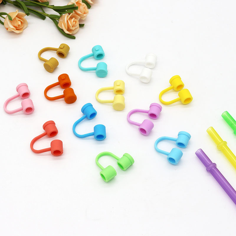 cute style 8mm silicone straw cap macaron dust protection cap recyclable straw mouthpiece cover in stock wholesale