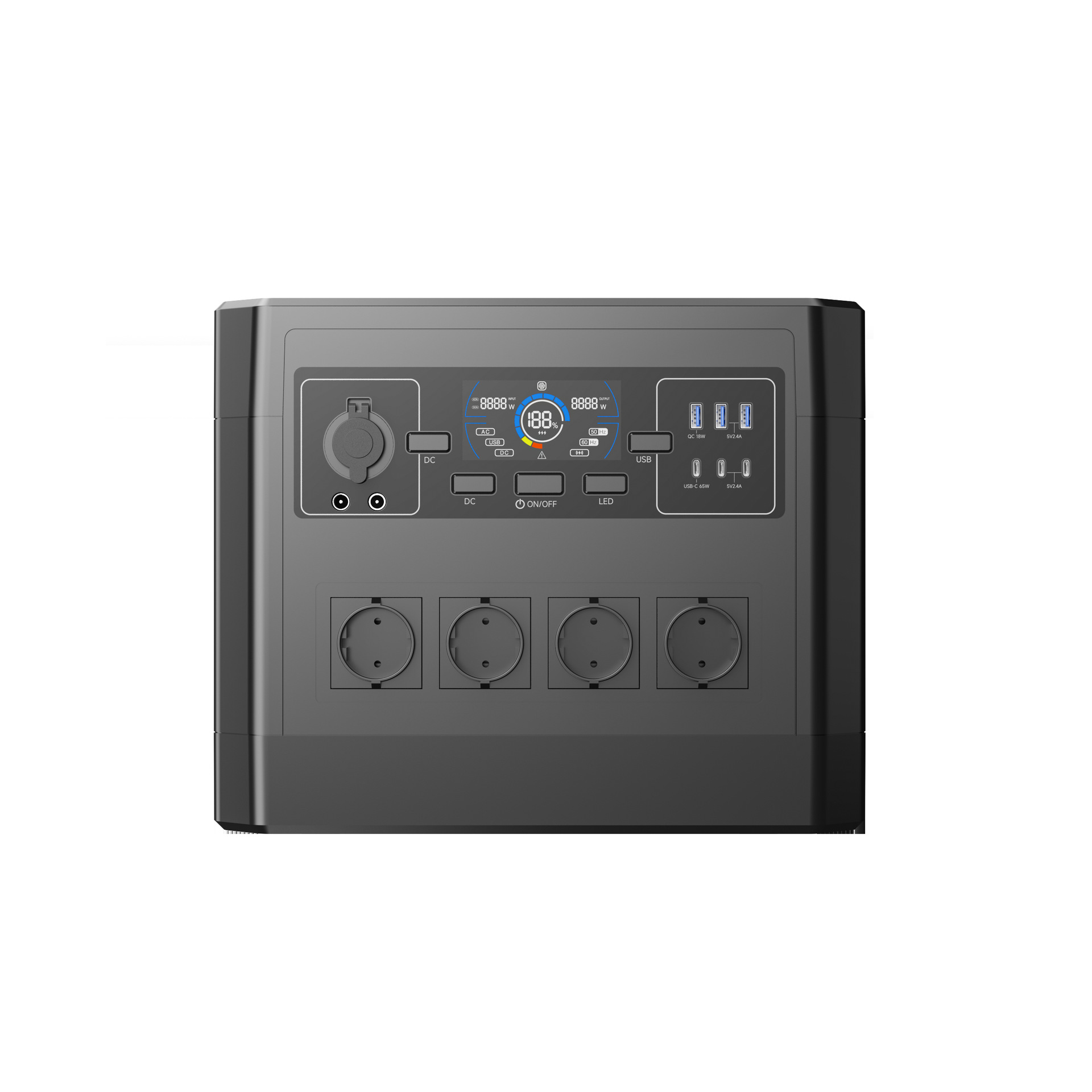 Fuente de alimentación portátil de gran capacidad 2000W viajes puestos domésticos almacenamiento de energía de emergencia energía transfronteriza explosión cargador solar