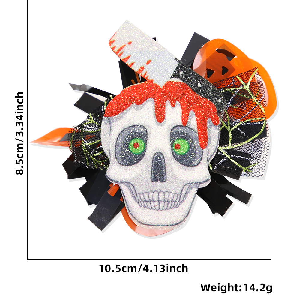 Polvo brillante fácil de tirar de regalos de Halloween fantasma esqueleto placa de identificación de fichaje multifuncional giratorio fácil de tirar