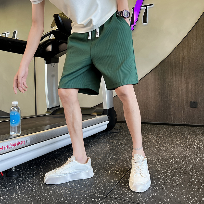 Shorts verdi in twill da uomo estate 2023, nuovi pantaloni pentagonali casual e sportivi, pantaloni da spiaggia alla moda per uomo_voghion.com