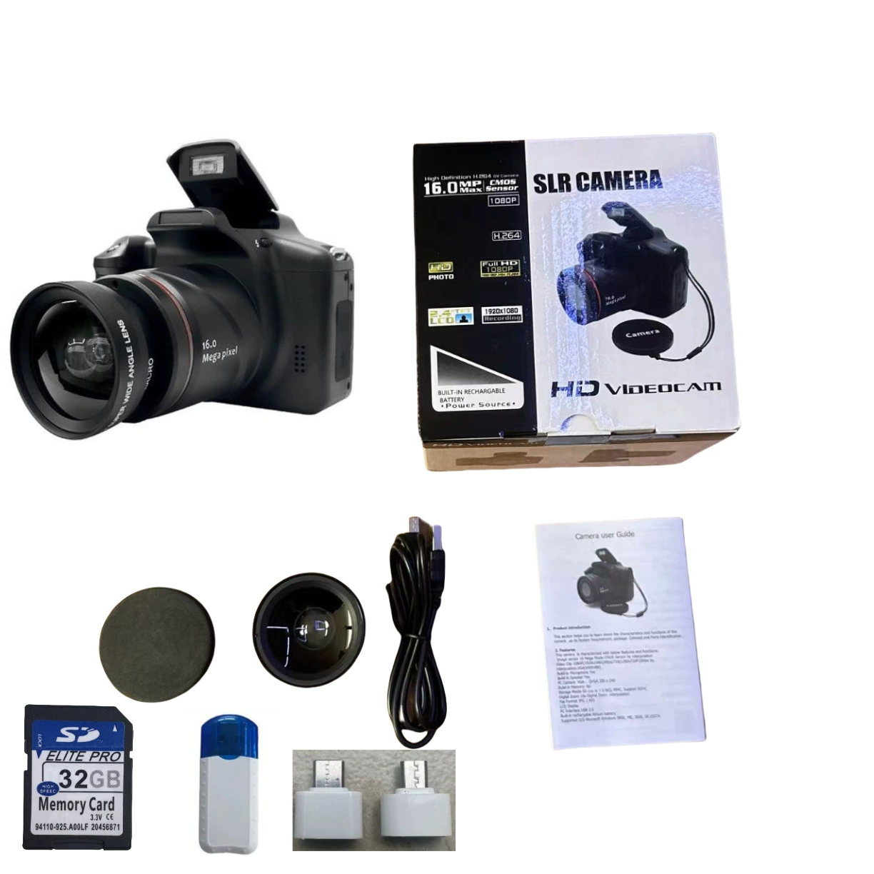 Цифровой фотоаппарат XH05s, 16 МП, Full HD 1080p, 2,4-дюймовый LCD, компактный стиль SLR