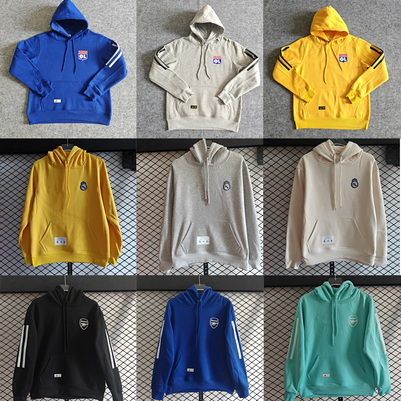2526 Real Madrid Home Arsenal Player Simple Loose Casual Drop-Shoulder Hooded Sweatshirt with Fleece Lining and Thickened Hoodie