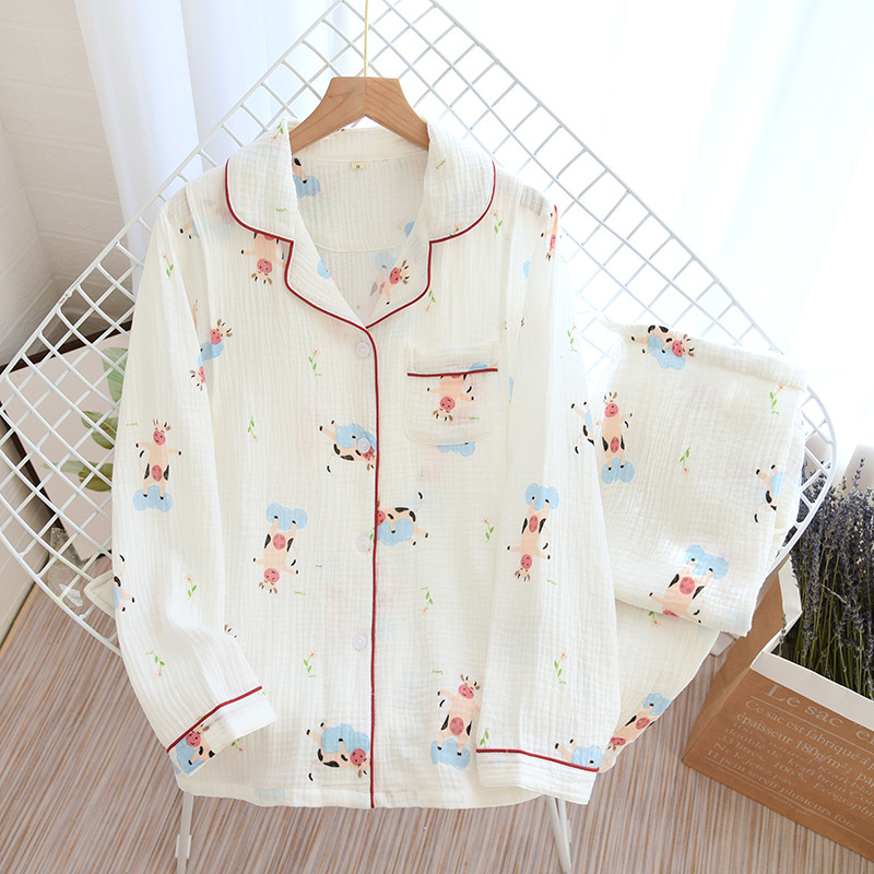 LYZ白い子牛クレープの襟めくり月子服