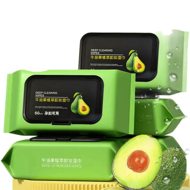 60 toallas húmedas desechables de aguacate, toallas húmedas de limpieza suave, toallas de limpieza portátiles
