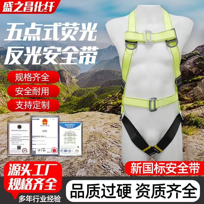 全身欧式反光安全带夜间高空作业高亮安全带护腰保险带双钩安全带