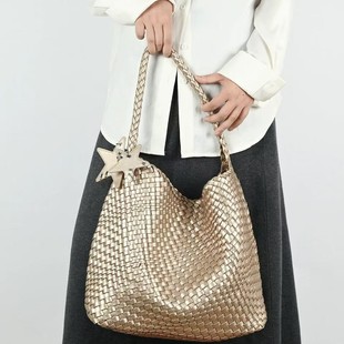 Advanced Niche Design Handmade Woven Bag Large Capacity Tote Bag Casual Lazy Style Shoulder Underarm Bucket Bag