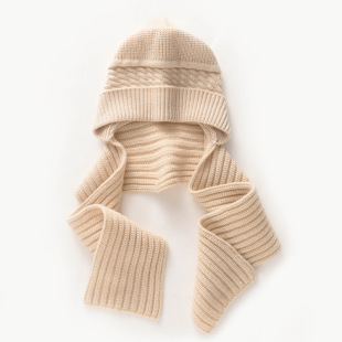 Winter New Hats and Scarf One-piece Thickened Cashmere Warm Snow Hat Ear Protection Knitted Hat Wool Hat for Women