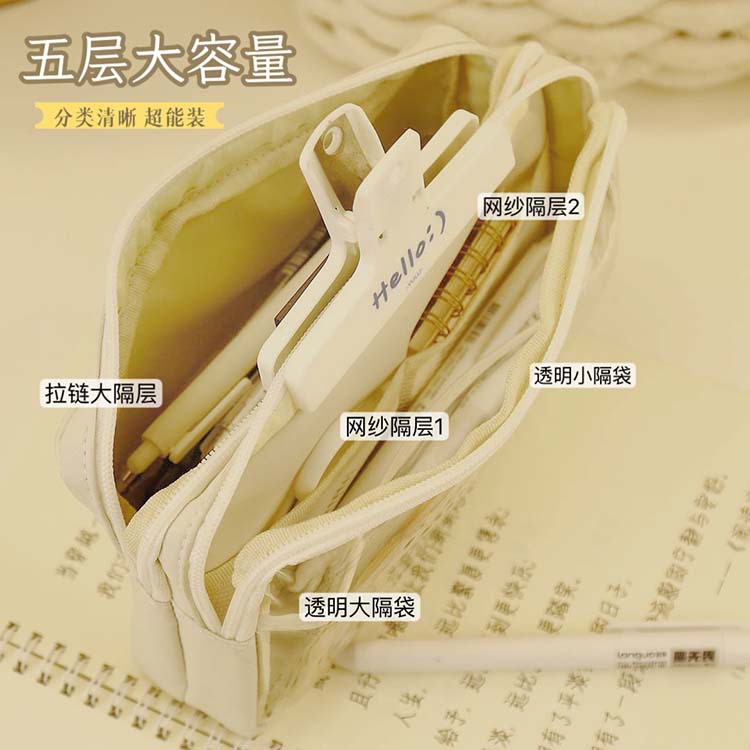 Estuche de lápices transparente 2023 nuevo de gran capacidad de alto rendimiento estudiante de secundaria Escuela Primaria niña papelería caja de lápices