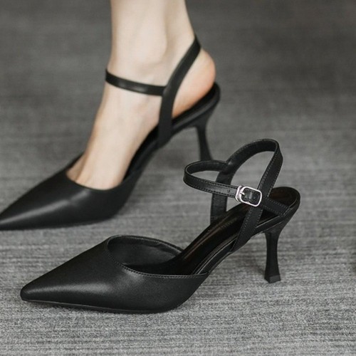 Baotou Summer Korean Style Fashion Pointed Toe Hollow Thin Heel Slip-on High Heel Sandals