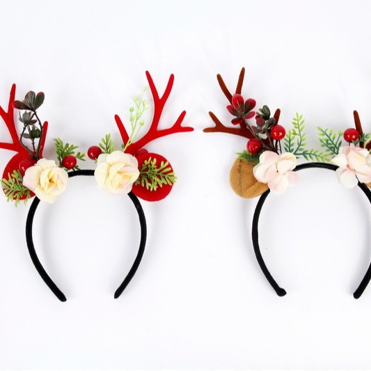 Navidad mori flocado corbata diadema decoración adultos niños decorativos accesorios para el cabello lindo hada banda para el cabello accesorios de clip para el cabello
