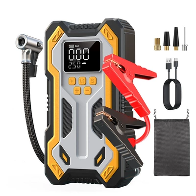 [N3] Cross-Border Car Emergency Jump Starter with Air Pump and Power Bank, Portable Battery Ignition Starter (Car on the line of fire) - n3-all-in-one-machine-6000-mah-smart-clip-plaid-bag