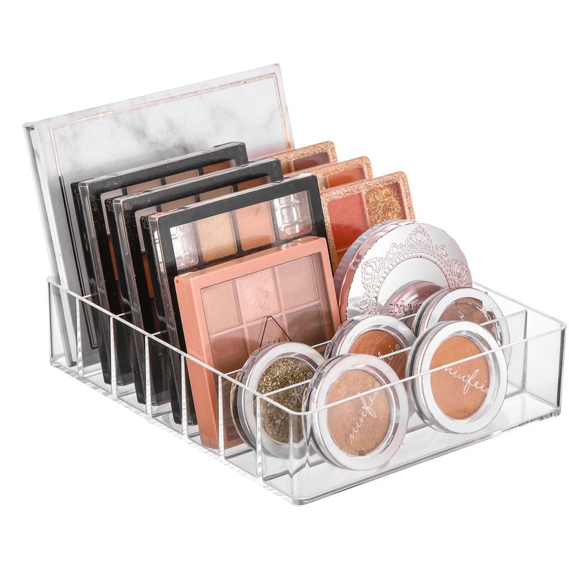 Bandeja de sombra de ojos caja de almacenamiento de cosméticos lápiz labial pastel en polvo Blush rack de almacenamiento de escritorio cajón de plástico transparente dividido