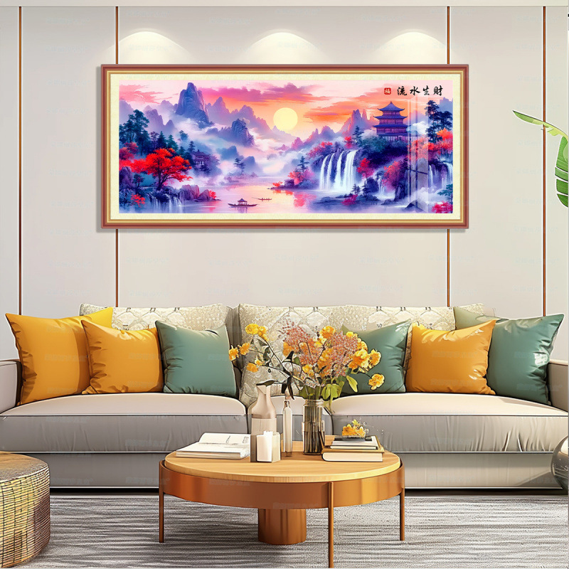 Mona Lisa Real bordado cruzado púrpura Yun Danxia-Liushui Shengcai nuevo estilo chino gran auspicioso buen bordado de hilo simbólico image 4