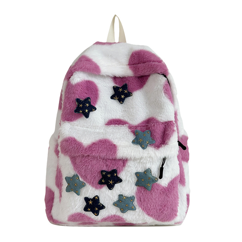La versión coreana de la mochila de peluche es una mochila de doble hombro, el diseño de nicho japonés de la mochila de alto valor facial, la mochila de clase de las estudiantes universitarias.