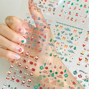 New Christmas Nail Art Stickers 3D Children Cartoon Cute Christmas Tree Old Man Gift DIY Nail Stickers Snowflake