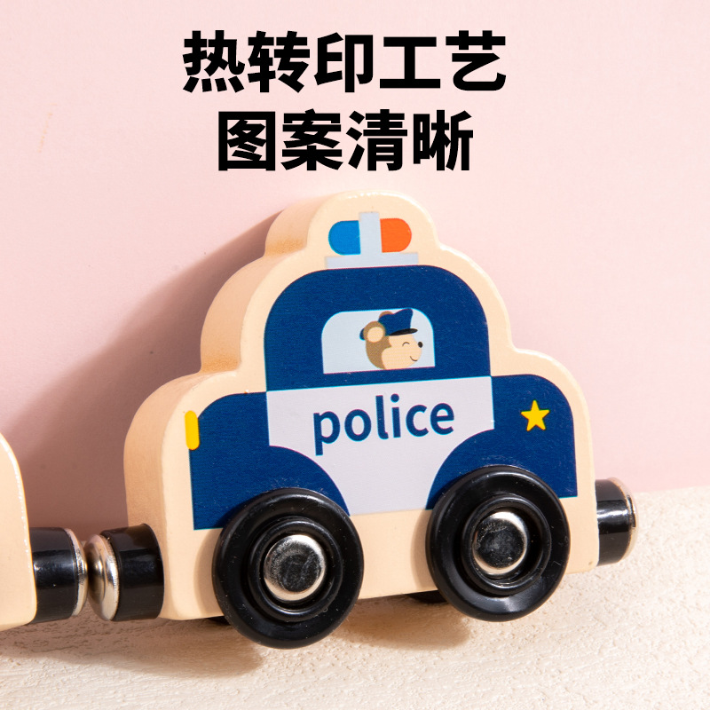 Animales magnéticos cognitivos para niños Tren militar digital Tren pequeño empalme de madera Tronco de arrastre de educación temprana Juguetes de bloques de construcción