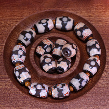 5A级西藏天然真品老矿原石玛瑙达洛火供坛城三眼天珠手串12*16mm