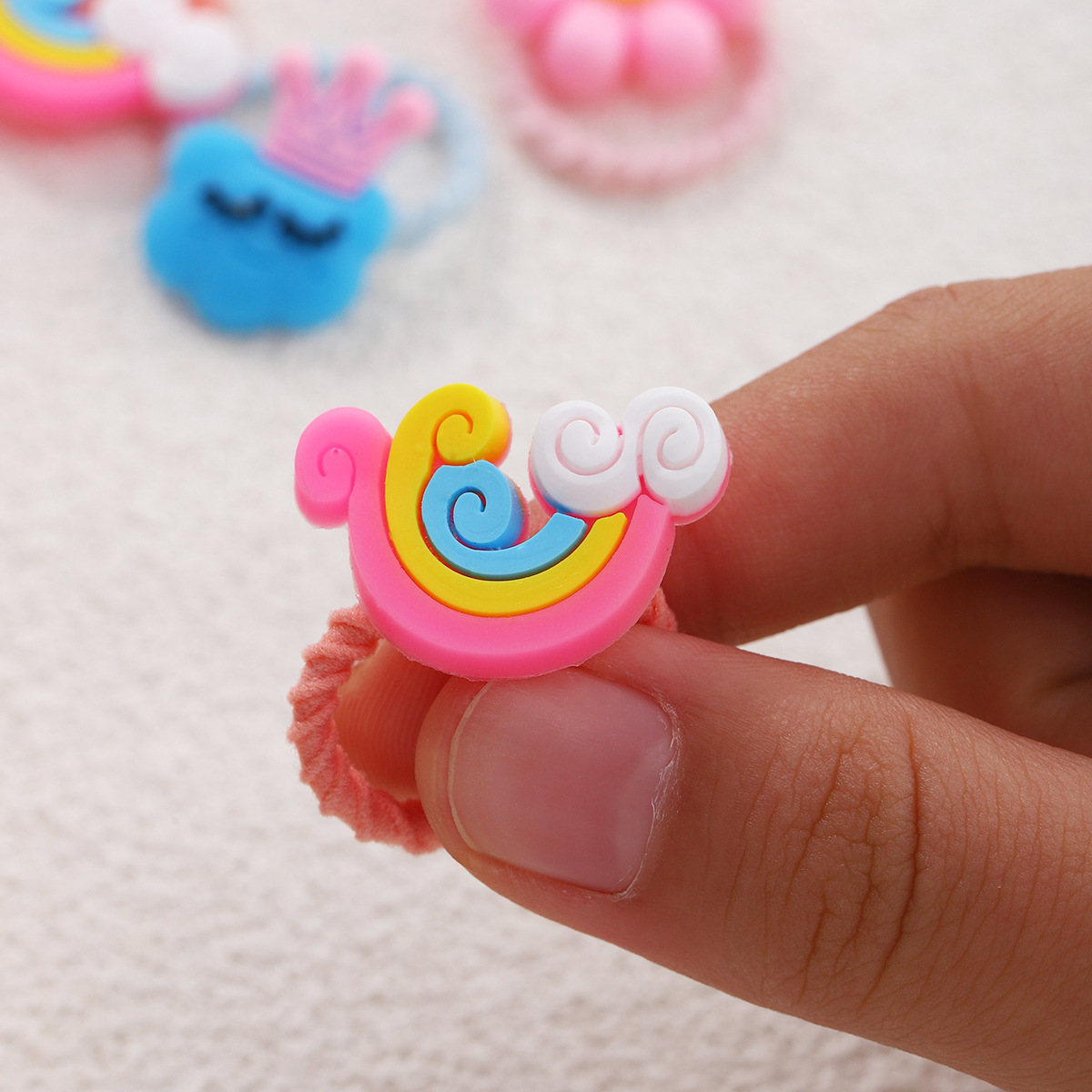 Nuevo anillo de pelo de pulgar para niños banda de goma adorable niñas adornamiento de cabello banda de goma no daña el cabello elástico
